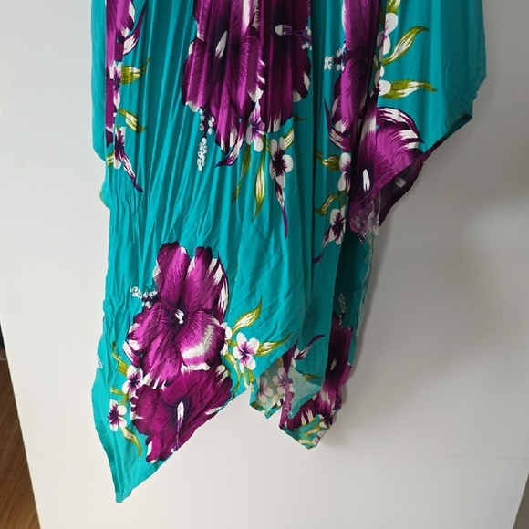 Floral Teal and Purple Midi Dress - Picture 3 of 6